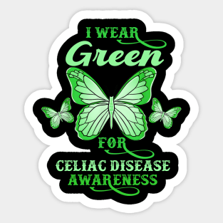 I Wear Green For Celiac Disease Awareness Gluten Free Sticker